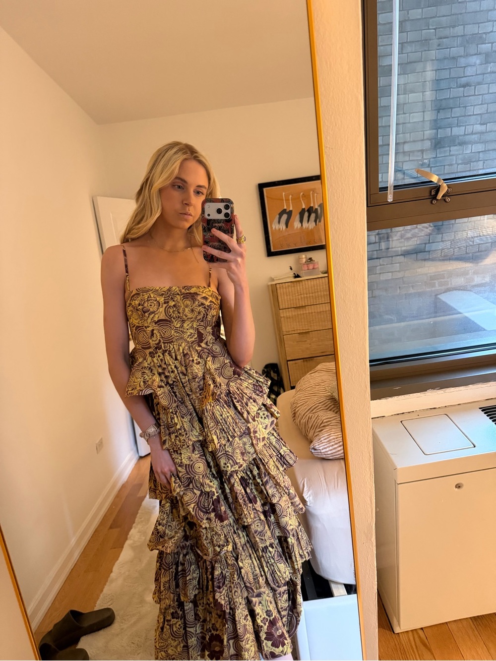 Ulla Johnson Yellow and Brown Tiered Ruffle Maxi Dress - Picture 4 of 4